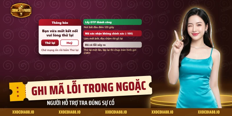 Thông báo mã lỗi và nút Thử lại hiện khi mạng đứt giữa chừng